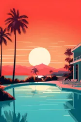 Wandbild 45x65 Sunset Villa