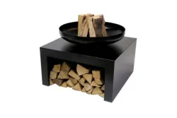 Feuerstelle Aura mit Holzaufbewahrungsfach, schwarz