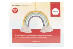 BP: Regenbogen aus Makramee Kordel+Wolle, ca. 25x20 cm, mit Anleitung, Box 1Stück