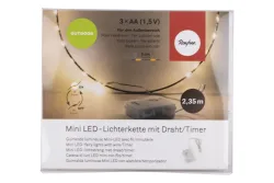 Mini LED-Lichterkette f. Aussenbetrieb, 235cm, 40 LED's, Batteriebetrieb
