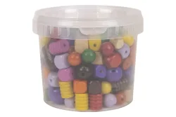 Holzperlen bunt, FSC 100%, 16-25mm ø, bunt gemischt, Dose 350g