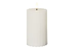LED Pillar Kerze Flamme Stripe Weiss