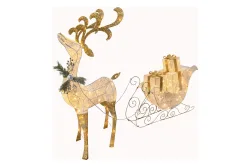 LED Rentier mit Schlitten und Geschenkboxen