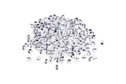 Plastik-Zahlen-Perlen Würfel, 5x5mm, SB-Blister 40g