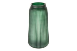 Glasvase mit Rillen grün h36cm