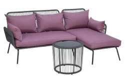 Home and More Lounge-Set Chelsea 3-Teilig | Anthrazit, Lila