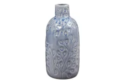 Keramikvase blau mit prägung