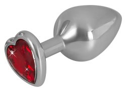 ?Diamond Anal Plug? aus Aluminium, Herz-Schmuckstein als Stopper