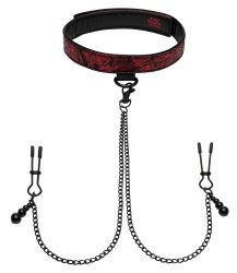 Halsfessel mit Nippelklemmen ?Sweet Anticipation Collar Nipple Clamps?, verstellbar