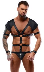 Body in Harness-Optik mit 4 abnehmbaren Fesseln