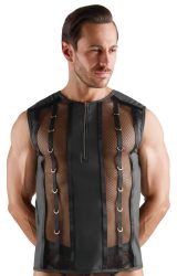 Shirt im stylischen Material-Mix