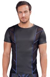 Shirt im stylischen Material-Mix