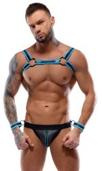 Harness plus Jock mit abnehmbaren Handfesseln