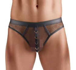 Netz-String mit stylischen Wetlook-Details