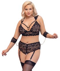 Bralette plus Straps-Slip ouvert inklusive Armfesseln