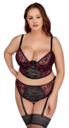 Longline-BH plus Straps-Slip im edlen Material-Mix aus 2-farbiger Spitze und Powernet