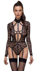 Body aus Spitze mit Mattlook-Riemendetails, Strapse abnehmbar