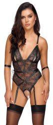 Straps-Body ouvert aus Spitze in Harness-Optik mit Handfesseln
