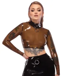 Latex-Shirt mit großem Frontring