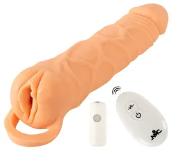 Vibro-Penishülle ?2in1 Extension & Masturbator RC? mit Hodenring