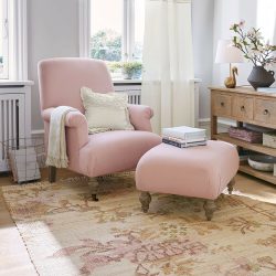 Sessel mit Hocker Rose de Lumière