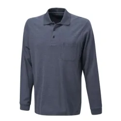 Ragman Herren Poloshirt langarm Carbon Stripe meliert