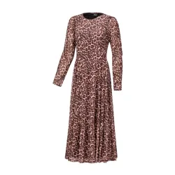 Midi Kleid langarm mit Animal Print