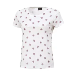 Leinen T-Shirt mit Allover-Print und Rundhalsausschnitt