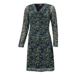 Midi Kleid mit Wasserfallausschnitt und Allover-Print