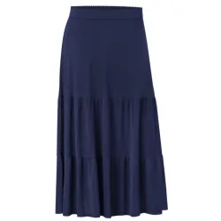 Midi Jupe in A-Linien Form mit Elastbund navy