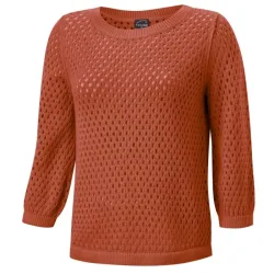 Gestrickter Ajourpullover mit Rundhalsausschnitt