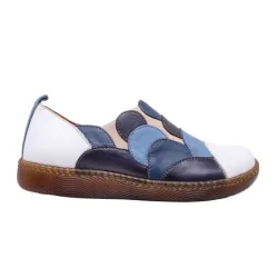 Gemini Schlupfschuh aus weichem Anilinleder weiss-blau