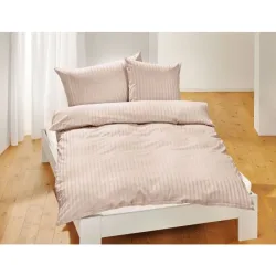Living Home - Bio Organic Cotton Duvetbezug, Bio Organic Cotton Gestreifter Bettbezug, 240 x 240 cm, Beige Medium
