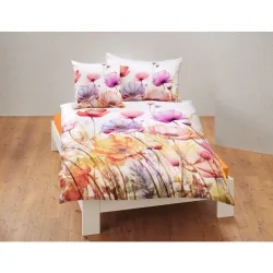 Bettwäsche mit farbigem Mohnblumenmuster – Kissenbezug – 65x100 cm