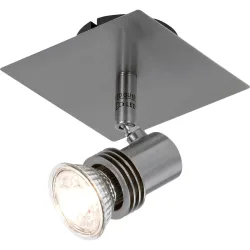 Spot Calisto Grau Metall 11 cm 10.5 cm - Farbe: Nickel - LED - Lichtfarbe: Warmweiss - Spot- LED Energiesparlampe