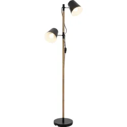 Stehlampe Kovlo Schwarz Holz/Metall 25 cm 160 cm - Stehlampe