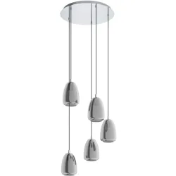 Eglo Pendellampe Alobrase Grau Stahl/Glas 150 cm - Farbe: chrom - Material: Stahl/ Glas - Pendellampe