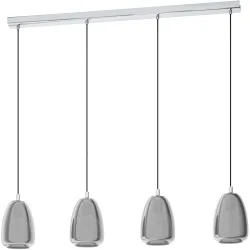 Eglo Pendellampe Alobrase Grau Stahl/Glas 15 cm 110 cm - Farbe: chrom - Material: Stahl/ Glas - Pendellampe