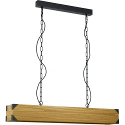 Eglo Pendellampe Harborough Schwarz Stahl/Holz 12.5 cm 110 cm - Material: Holz/Stahl - Pendellampe