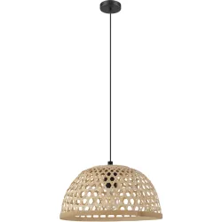 Eglo Pendellampe Claverdon Schwarz Stahl/Holz 110 cm - Farbe: natur/schwarz - Material: Holz/Stahl - Pendellampe