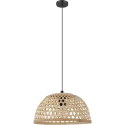 Eglo Pendellampe Claverdon Schwarz Stahl/Holz 110 cm - Farbe: natur/schwarz - Material: Holz/Stahl - Pendellampe