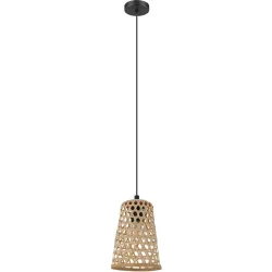 Eglo Pendellampe Claverdon Schwarz Stahl/Holz 110 cm - Farbe: natur/schwarz - Material: Holz/Stahl - Pendellampe