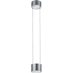 Designer-Pendellampe Bankamp Impulse Nickel matt 1-flammig - Farbe: Nickel matt mit Chrom abgesetzt - LED - Lichtfarbe: Extra warmweiss - Material: