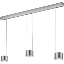 Designer-Pendellampe Bankamp Impulse Nickel matt 3-flammig - Farbe: Nickel matt mit Chrom abgesetzt - LED - Lichtfarbe: Extra warmweiss - Material: