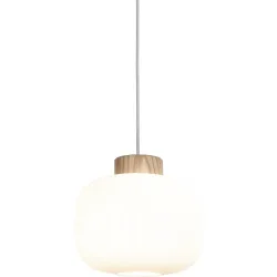 Pendellampe Thie Weiss/Braun Glas/Metall/Holz 30 cm 120 cm - Material: Metall/Glas/Eschenholz - Pendellampe