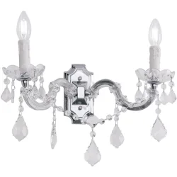 Briamond Wandlampe Theresa Silber/Weiss/Transparent Stahl/Kristall 41 cm 25 cm - Material: Stahl/ K9 Kristall - Wandlampe
