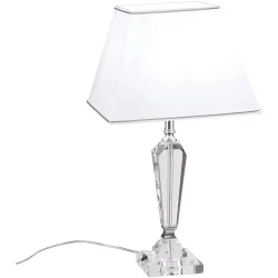 Briamond Tischlampe Veronique Weiss Kristall/Stoff/Metall 57 cm - Farbe: weiss, transparent - Material: K9 Kristall/Stoff/Metall - Tischlampe