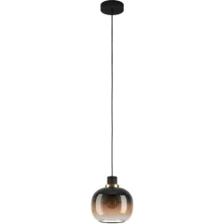 Eglo Pendellampe Oilella Schwarz Stahl/Glas 0 cm 0 cm - Farbe: Schwarz/Messing - Material: Glas/Stahl - Pendellampe
