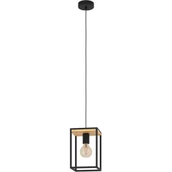 Eglo Pendellampe Libertad Braun/Schwarz Stahl/Holz 18 cm 18 cm - Material: Holz/Stahl - Pendellampe