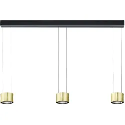 Luce Elevata Pendellampe Impulse Gold/Schwarz Metall 120 cm 175 cm - Farbe: Blattgoldoptik/schwarz - LED - Lichtfarbe: Extra warmweiss - Pendellampe-